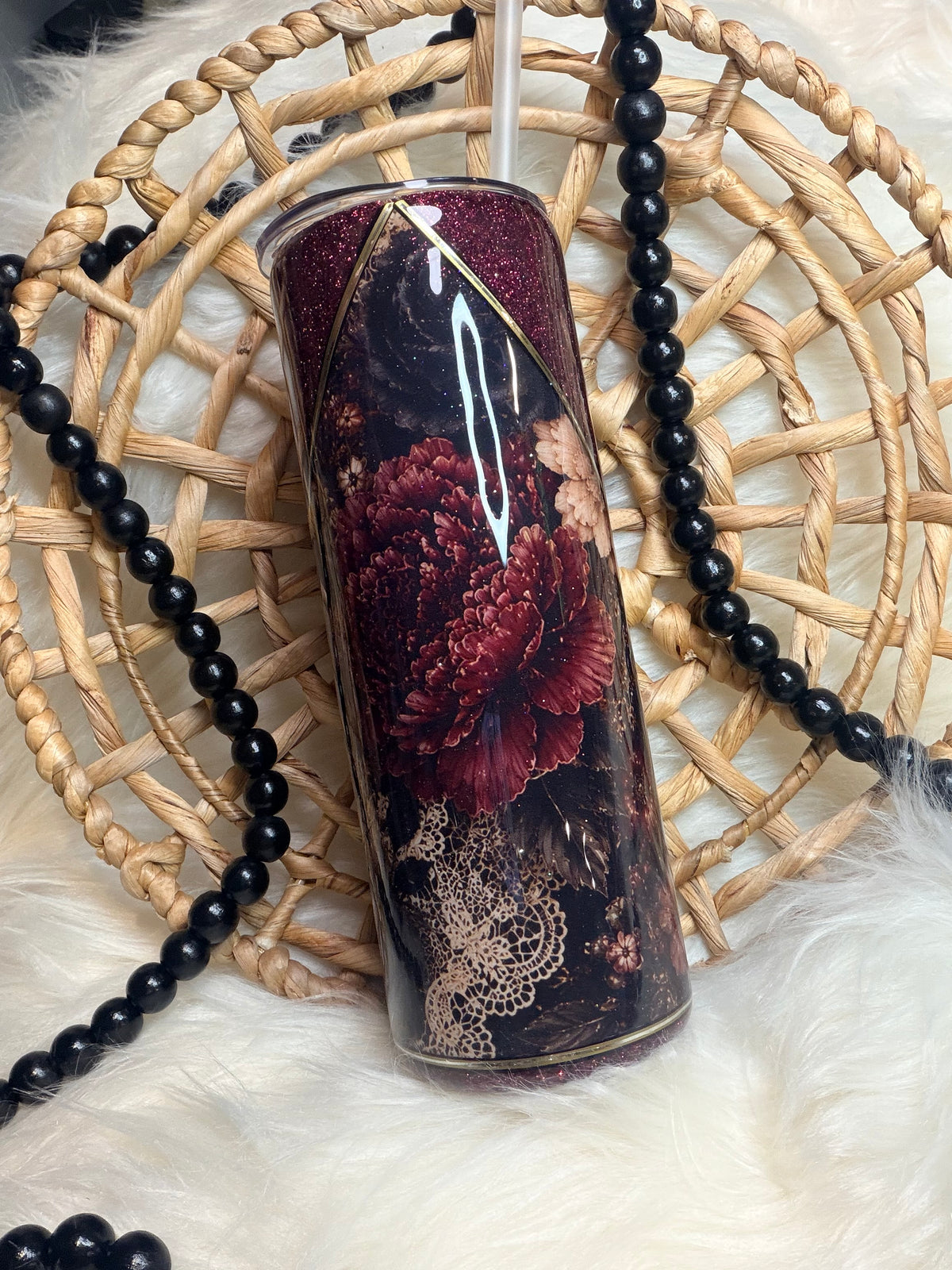 20 oz Floral Witch Ghost Skinny Straight Tumbler
