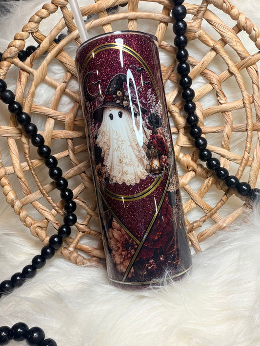 20 oz Floral Witch Ghost Skinny Straight Tumbler