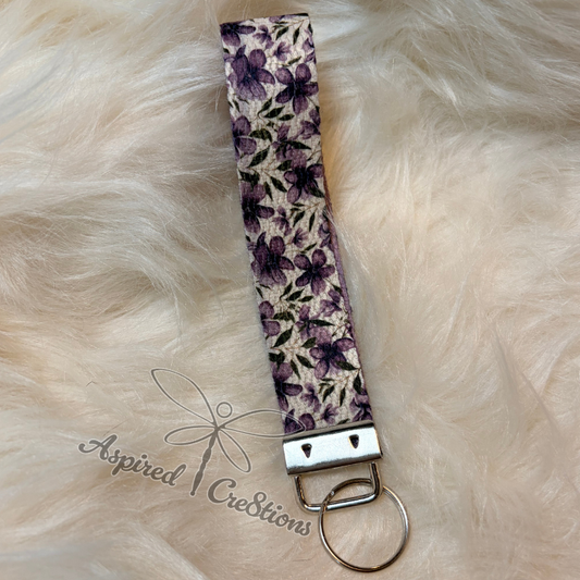 Wild Purple Flowers Webbed Wristlet